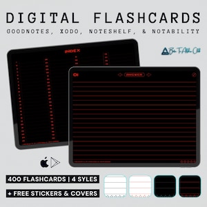 Digital Flashcards, 400 Revision Students Flashcards Goodnotes, Notability, Noteshelf, Xodo Study Templates University College Study Tools