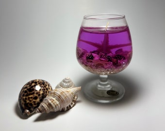 Ocean Gel Candle in Brandy Glass (Scented) Holiday Gift