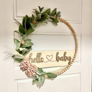Grote 20&quot;!!! | Kralenkrans | Babymeisje | Babyshowerdecoratie | Ziekenhuiskrans | Kinderkamerdecoratie | Hallo baby | Penelope | Boho-decor