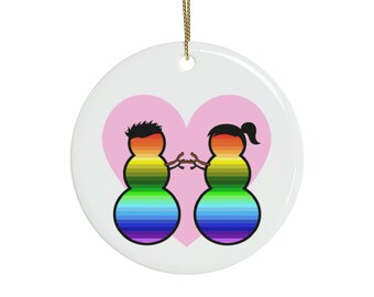 Regenbogen Schnee Menschen, doppelseitige Keramikverzierung