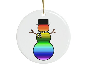 Doppelseitig Regenbogen Schneemann Keramik Ornament