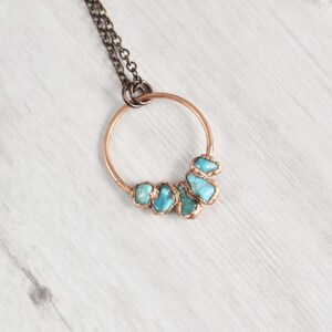 Raw Turquoise Necklace, Rough Stone Necklace, Copper Turquoise Pendant, Crystal Necklace, Natural Turquoise Jewelry, Blue Gemstone Necklace