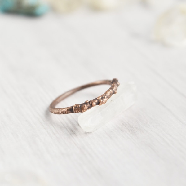 Electroformed Copper Stacking Ring, Raw Copper Ring Band, Rustic Copper Jewelry, Thin Stackable Ring, Earthy Twig Ring, Bohemian Jewelry