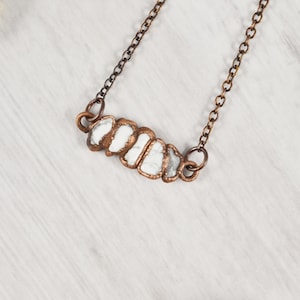 White Howlite Necklace, Howlite Crystal Necklace, Howlite Pendant, Bar Necklace, Raw Stone Necklace, Copper Necklace, Howlite Jewelry