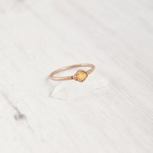 Size 7 Raw Fire Opal Ring, Rough Stone Ring, Copper Ring, Stacking Ring, Natural Opal Jewelry, Dainty Gemstone Ring, Healing Crystal Ring