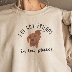 Dachshund Sweatshirt, Wiener Shirt, Dachshund Mom Shirt, Funny Dog Shirts, Funny Gift for Dachshund Owner, I&#39;ve Got Friends in Low Places