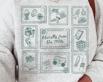 90s Nostalgia Stamp Sweatshirt, Vintage Millennial Kid 1900s Sweater, Retro 90s Tattoo Style Aesthetic Crewneck Shirt, Gift for 1990s Lover