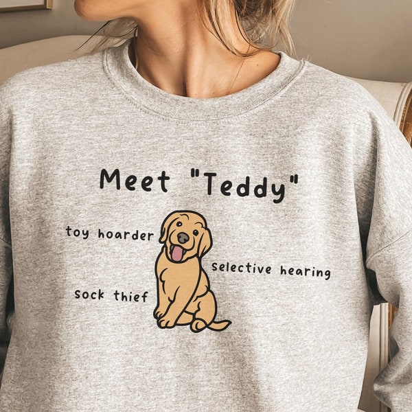 Personalized Golden Retriever Sweatshirt, Custom Dog Mom Crewneck Sweater, Funny Dog Gift, Dog Mom Shirt, Gift for Dog Lover, New Dog Owner