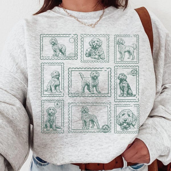 Goldendoodle Vintage Stamp Sweatshirt, Doodle Dog Mom Crewneck Sweater, Retro Doodle Dog Shirt, Gift for Dog Lover, New Dog Owner Dad Mama