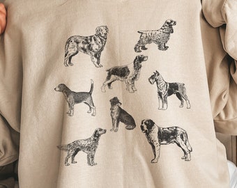 Vintage Dog Shirt, Dog Crewneck, Retro Dog Sweatshirt, Cottagecore Shirt, Dog Mom Sweatshirt, Dog Breed Shirt, Dog Themed Gifts for Dog Mom