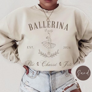 Personalized Ballerina Name Graphic Sweatshirt, Ballet Dance Plies Sweater, Dance Teacher Shirt, Gift for Ballet Lover, Mom Girl Clothing