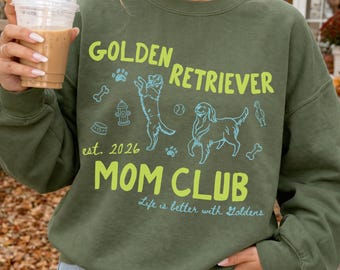 Custom Golden Mom Club Sweatshirt, Golden Retriever Dog Mama Sweater, Goldie Dog Lover Dad Gift, Gift for New Puppy Owner, Crewneck Shirt
