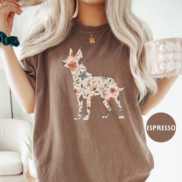 Floral Heeler Comfort Colors® Shirt, Australian Cattle Dog Mom Wildflower T-shirt, Cottagecore Tee, Gift for Dog Lover, New Puppy Owner Mama