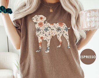 Floral Mastiff Comfort Colors® Shirt, Dog Mom Wildflower T-shirt, Cottagecore Tee, Gift for Mastiff Dog Lover, New Puppy Owner Mama