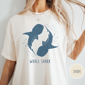 Whale Shark Celestial Comfort Colors Tee Shirt, Ocean Animal Graphic T-shirt, Vintage Beachy Shirt, Gift for Nature Lover, Women Marine Life