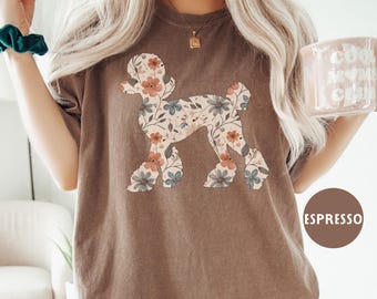 Floral Poodle Comfort Colors® Shirt, Poodle Dog Mom Wildflower T-shirt, Cottagecore Boho Tee, Gift for Poodle Lover, New Puppy Owner Mama