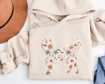 Floral Husky Dog Hoodie, Siberian Husky Dog Mom Crewneck Sweatshirt, Husky Dog Mama Cottagecore Shirt, Gift for Dog Lover New Dog Owner