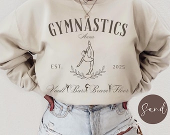 Custom Gymnastics Mom Name Sweatshirt, Vault Bar Beam Floor Girl Mom Sweater, Personalized Gift for Girl Gymnast, Sports Lover Adult Shirt