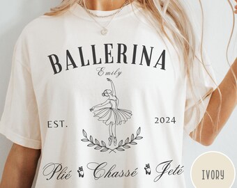 Custom Ballerina Name Comfort Colors Shirt, Ballet Dance Plies T-shirt, Dance Teacher Tee, Gift for Ballet Lover, Mom Girl Graphic Clothing