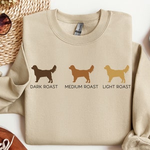 Funny Golden Retriever Coffee Sweatshirt, Gift for Coffee Lover, Dog Mom Crewneck Sweater, Pet Lover Gifts, Golden Owner Gift, Dog Dad Gift