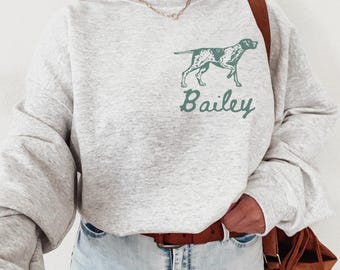 Custom GSP Name on Pocket Sweatshirt, German Shorthaired Pointer Dog Mom Sweater, Personalized Gift for GSP Mama, Dog Owner Gift, Dad Shirt