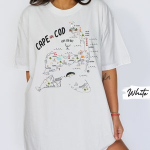Cape Cod Map Shirt, Comfort Colors T-shirt, Cape Cod Beach Tee Shirt, Vacation Gift for Traveler, Massachusetts Gifts, Summer Top Shirt