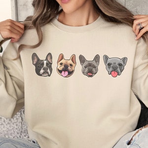 French Bulldog Head Sweatshirt, Frenchie Dog Shirt, French Bulldog Mom Sweatshirt, Funny Dog Lover Shirt, French Bulldog Gift, Dog Mom Gift