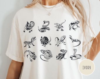 Vintage Reptiles Comfort Colors® Tee Shirt, Snake Lizard Gecko Owner Tshirt, Gift for Herpetologist, Amphibian Crocodile Frog Lover T Shirt