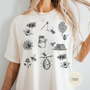Vintage Bee Lover Tee Shirt, Honey Bee T-shirt, Gift for Beekeeper,  Honeycomb Insect Tshirt, Bumblebee T Shirt, Nature Lover Summer Gift