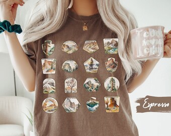Comfort Colors Watercolor US National Park Shirt, Mountain Hiking Tee, Camping Travel Gift, Gift for Nature Lover, Outdoor Adventure T-shirt