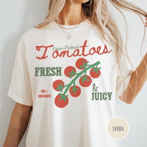 Retro Tomatoes Comfort Colors® Tee Shirt, Tomato Fruit Summer T-shirt, Gift for Tomato Lover Girl, Tomato Farm Tshirt, Vintage Garden Tee