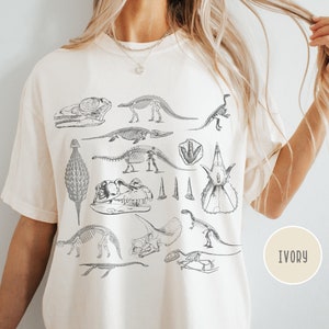Dinosaur Fossils Comfort Colors® Shirt, Dino Skeleton Paleontology T-shirt, Gift for Paleontologist, Dino Lover Tee, Vintage Graphic Tee