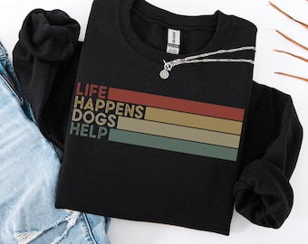 Retro Dog Mom Life Sweatshirt, Vintage Dog Lover Funny Crewneck Sweater, Pet Puppy Therapy Shirt, Gift for Dog Dad Mama, New Dog Owner