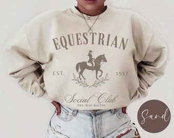 Equestrian Social Club Sweatshirt, Custom Horse Head Crewneck Sweater, Horse Owner Gift, Gift for Horse Lover, Horse Rider Gifts