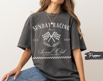 Sunday Racing Social Club Shirt, Custom Name Tshirt, Gift for Race Lover, F1 Race Day Clothing, Formula One Gift, Comfort Color Tee, Mom Dad