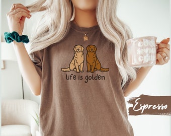 Comfort Colors Red Golden Retriever Shirt, Dog Mom Tee, Life is Golden Tshirt, Gift for Dog Lover, Cute Dog Mama, New Dog Owner Dad Birthday