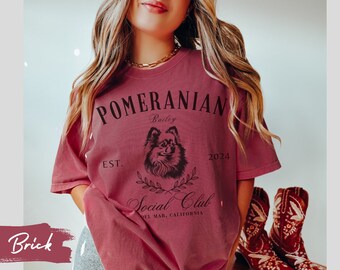 Pomeranian Social Club Name Shirt, Custom Pom Dog Mom Tshirt, Gift for Pomeranian Owner, Comfort Colors Tee, Dog Lover Dad Mama T Shirt Gift