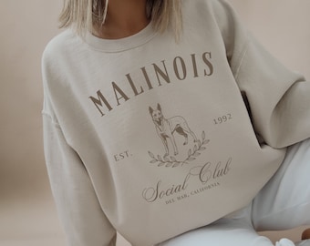Custom Belgian Malinois Dog Social Club Sweatshirt, Dog Mom Crewneck Shirt, Malinois Mama Sweater, Gift for Malinois Owner, Malinois Lover