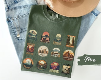 Comfort Colors Vintage US National Parks Shirt, Hiking Travel Tee, Camping Gift, Baggy Graphic T-shirt, Gift for Nature Lover, Adventure Tee