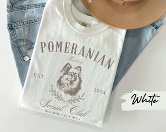 Pomeranian Social Club Name Shirt, Custom Pom Dog Mom Tshirt, Gift for Pomeranian Owner, Comfort Colors Tee, Dog Lover Dad Mama T Shirt Gift