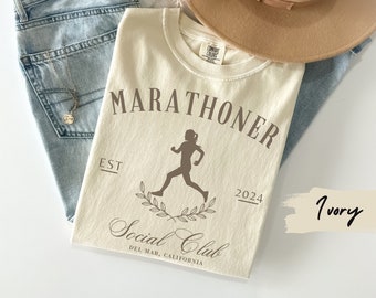 Marathoner Social Club tshirt, Custom Runner Shirt, Gift for Marathon Lover, Racer Tee, Half Marathon Gift, Birthday Gift for Runner