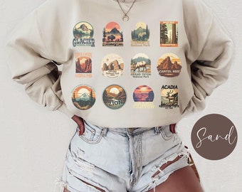 Vintage US National Parks Sweatshirt, Hiking Travel Sweater Shirt, Camping Gift, Retro Graphic Shirt, Gift for Nature Lover, Adventure Gifts