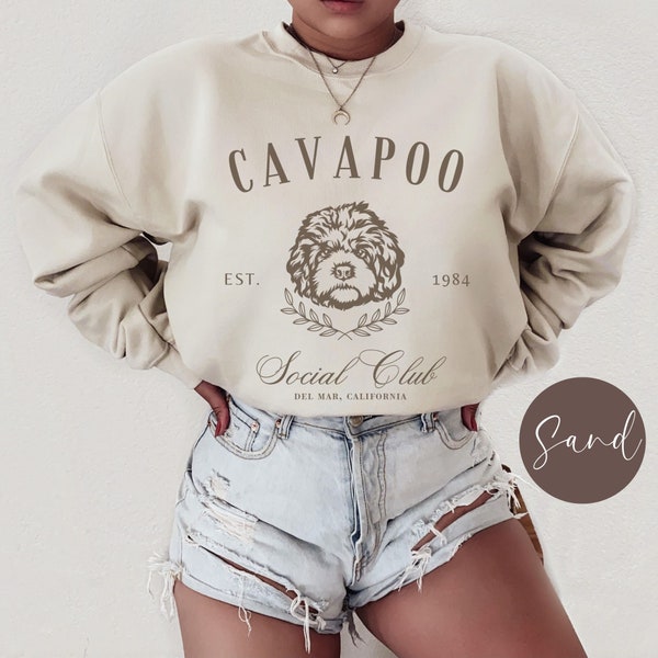 Cavapoo Social Club Name Sweatshirt, Custom Dog Mom Crewneck Sweater, Gift for Cavapoo Lover, Cavapoo Owner Gift , Cavapoo Mama, Dog Dad