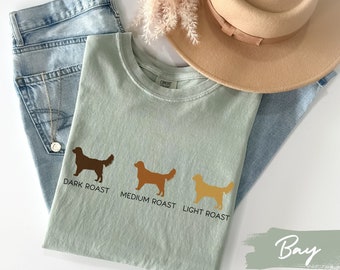Comfort Colors Golden Retriever Coffee Blend Shirt, Dog Mom T Shirt, Tshirt Gift for Coffee Lover, Funny Puppy Owner Gift, Dad Birthday Gift