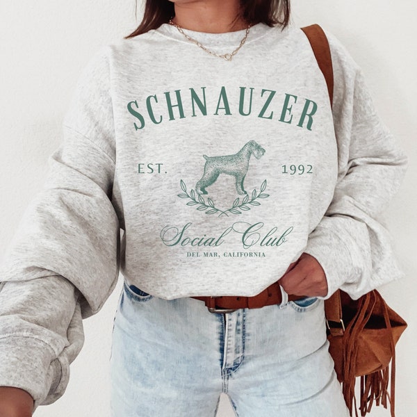 Custom Schnauzer Social Club Sweatshirt, Personalized Dog Mom Crewneck Shirt, Schnauzer Mama Sweater, Gift for Schnauzer Owner, Dog Lover