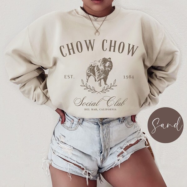 Custom Chow Chow Social Club Sweatshirt, Personalized Dog Mom Crewneck Sweater, Dog Mama Shirt, Gift for Dog Owner, Chow Chow Lover Gift