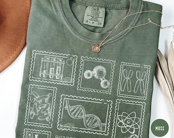 Vintage Science Stamp Comfort Colors® Shirt, Scientist Lab Technician Tee, Chemistry Microbiology Lover Crewneck Tshirt, Gift for Teacher