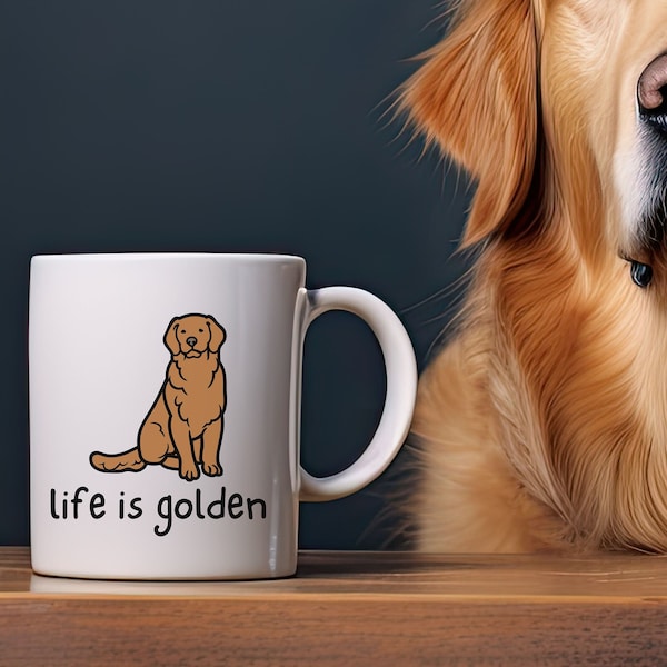 Dog Mom Coffee Mug, Life is Golden Mug, Golden Retriever Mug, Coffee Cup, Gifts for Dog Owners, Pet Coffee Mug, Dog Photo Mug, Cute Dog Mug