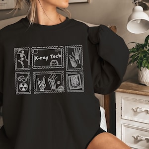 Xray Tech Vintage Stamp Sweatshirt, Radiology X-Ray Sweater, Rad Technologist Department Shirt, Gift for Health Student, CT MRI Crewneck Black