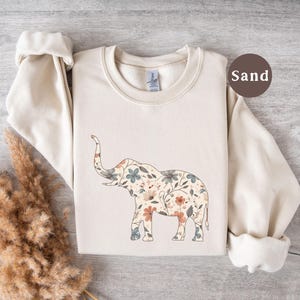 Floral Elephant Sweatshirt, Boho Safari Wildflower Sweater, Gift for Zoo Animal Lover, Cottagecore Boho Crewneck Shirt, Jungle Graphic